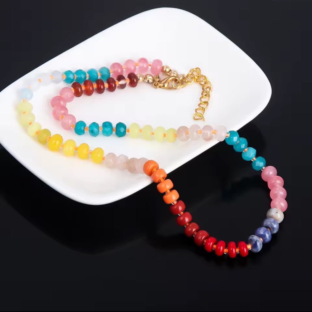 Colorful Rainbow Stone Beaded Choker Necklace
Adjustable - Picture 4 of 12